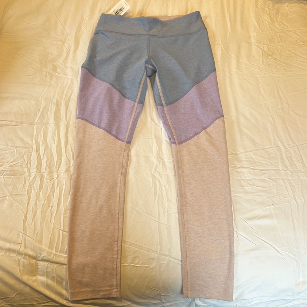 NWT Outdoor Voices Leggings Small 7/8 Spring Colorblock High Rise Lake Dove Rose